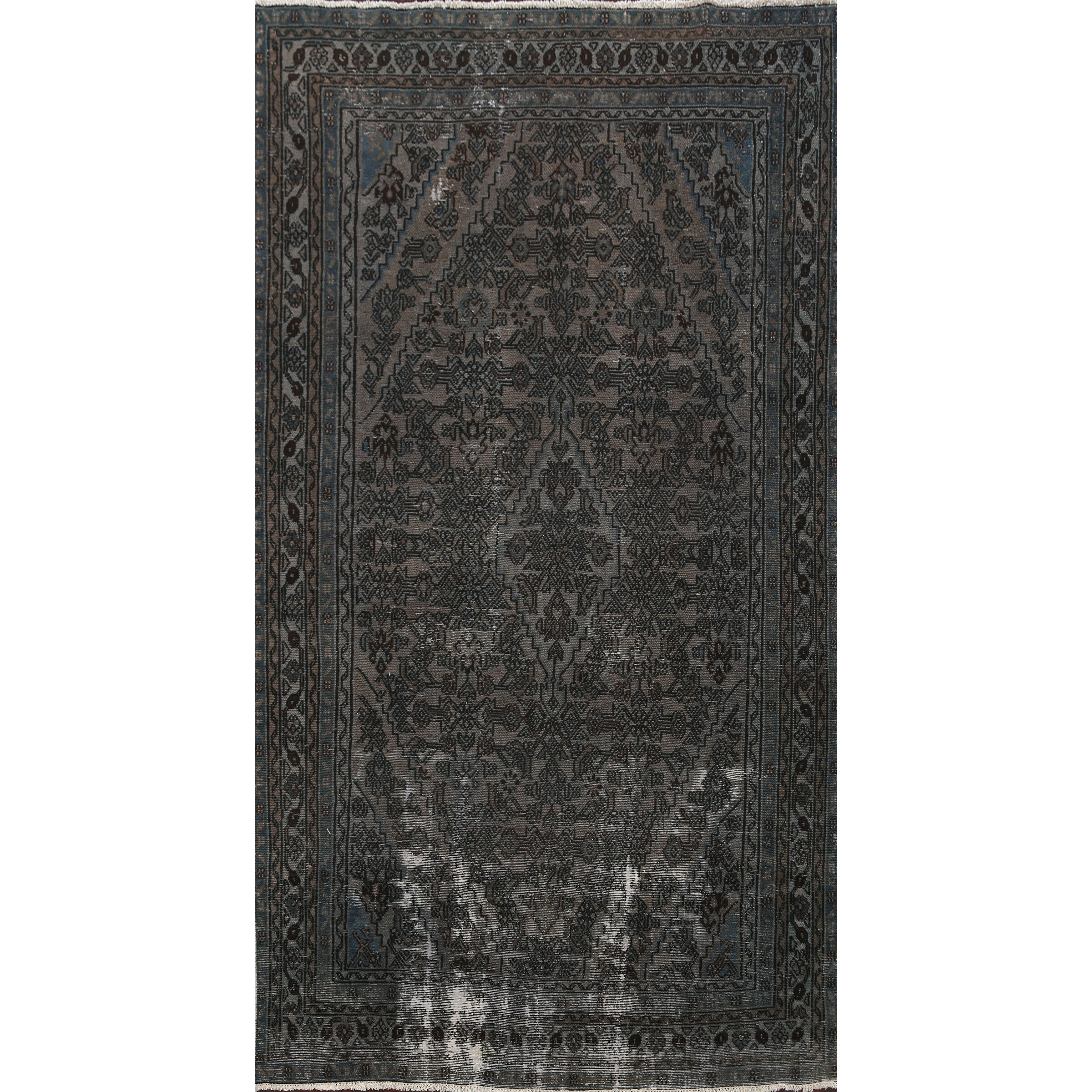 Over-dye Distressed Hamedan Persian Area Rug Wool Hand-knotted - 6'2