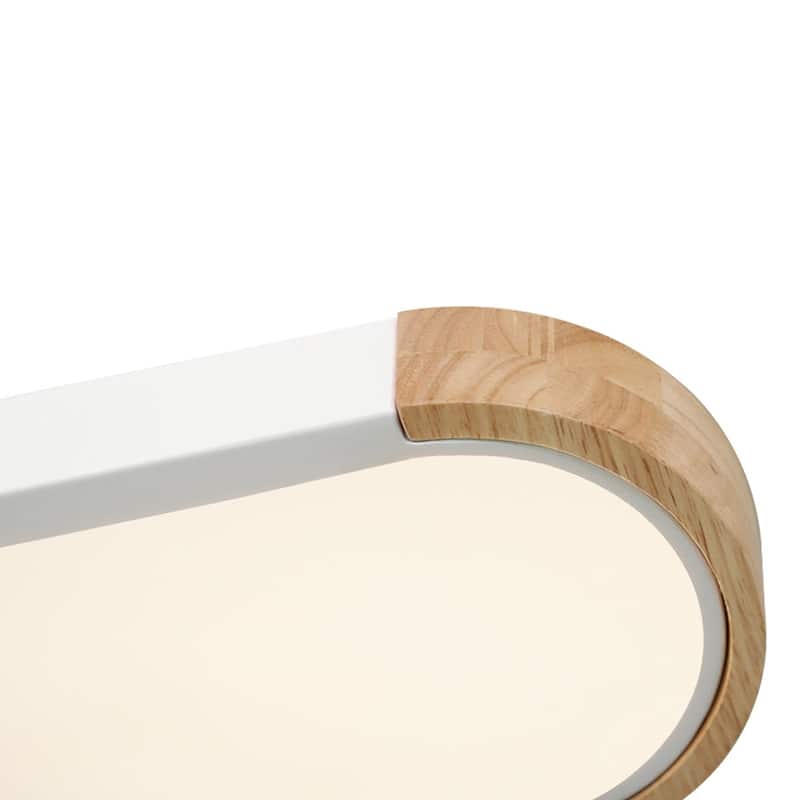 Farmhouse Wood Long Oval Dimmable LED Flush Mount - 37" 3000k/6000k
