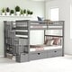 preview thumbnail 13 of 17, Full Over Full Bunk Bed with Storage Drawers and Shelves, Convertible Staircase Bunk Beds with Guardrails,No Box Spring Required