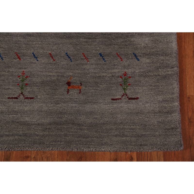 Animals Gabbeh Oriental Area Rug Handmade Wool Carpet - 5'7" x 7'11"