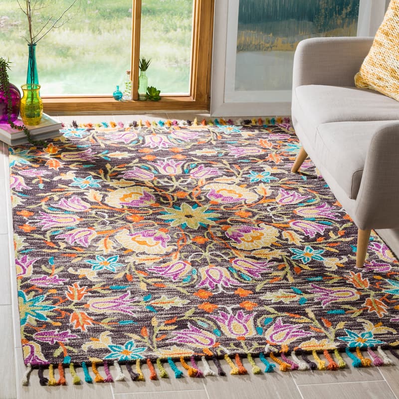 SAFAVIEH Handmade Aspen Chien Boho Tribal Wool Rug - 5' x 8' - Black/Purple
