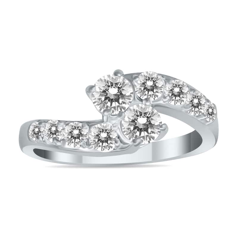Marquee 1 Carat TW Two Stone Diamond Ring in 10K White Gold