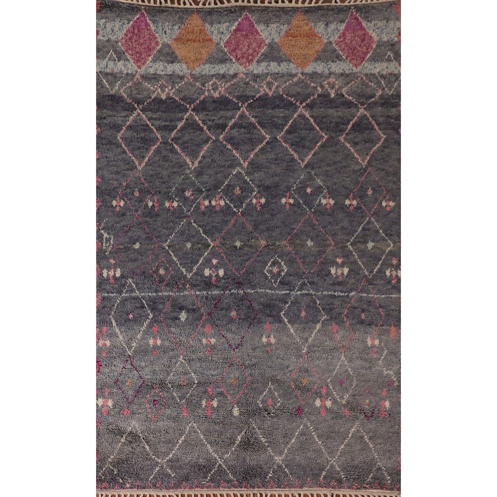 Plush Moroccan Area Rug Handmade Wool Carpet - 6'2" x 9'11"