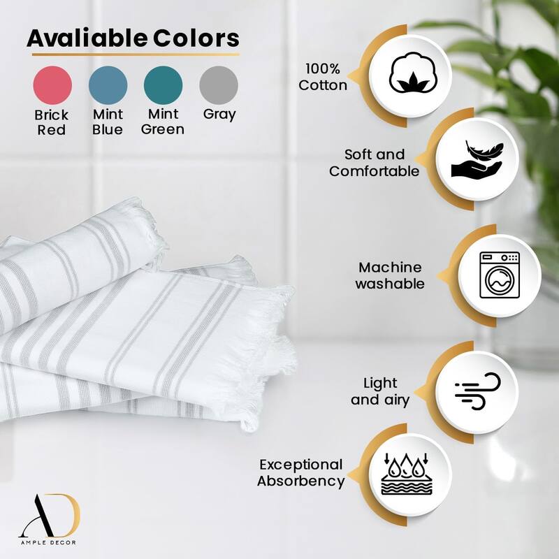 Hammam Hand Towels for Kitchen 16X28 Inch by Ample Decor - 4 Piece