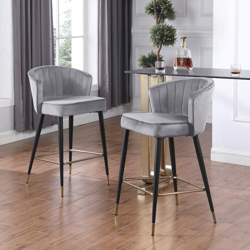 Contemporary Velvet Upholstered Counter Height Stool