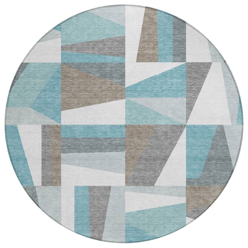 Machine Washable Indoor/ Outdoor Contemporry Mosaic Chantille Rug