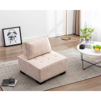 Living Room Ottoman Lazy Chair Small Accent Chair with Solid Wood Legs