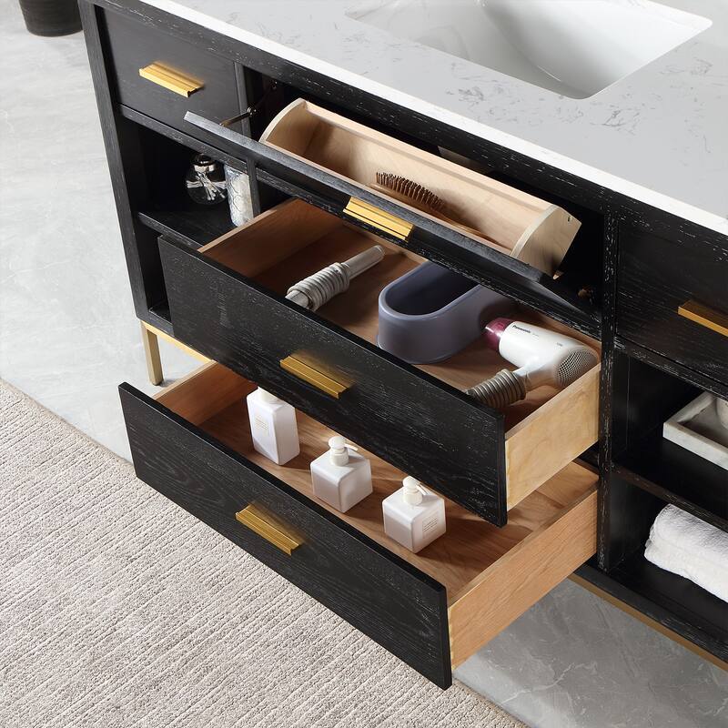 Altair Kesia Bathroom Vanity with White Composite Stone Top without Mirror