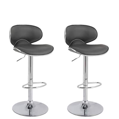 Marcus Curved Adjustable Barstool with Swivel Seat(Set of 2)