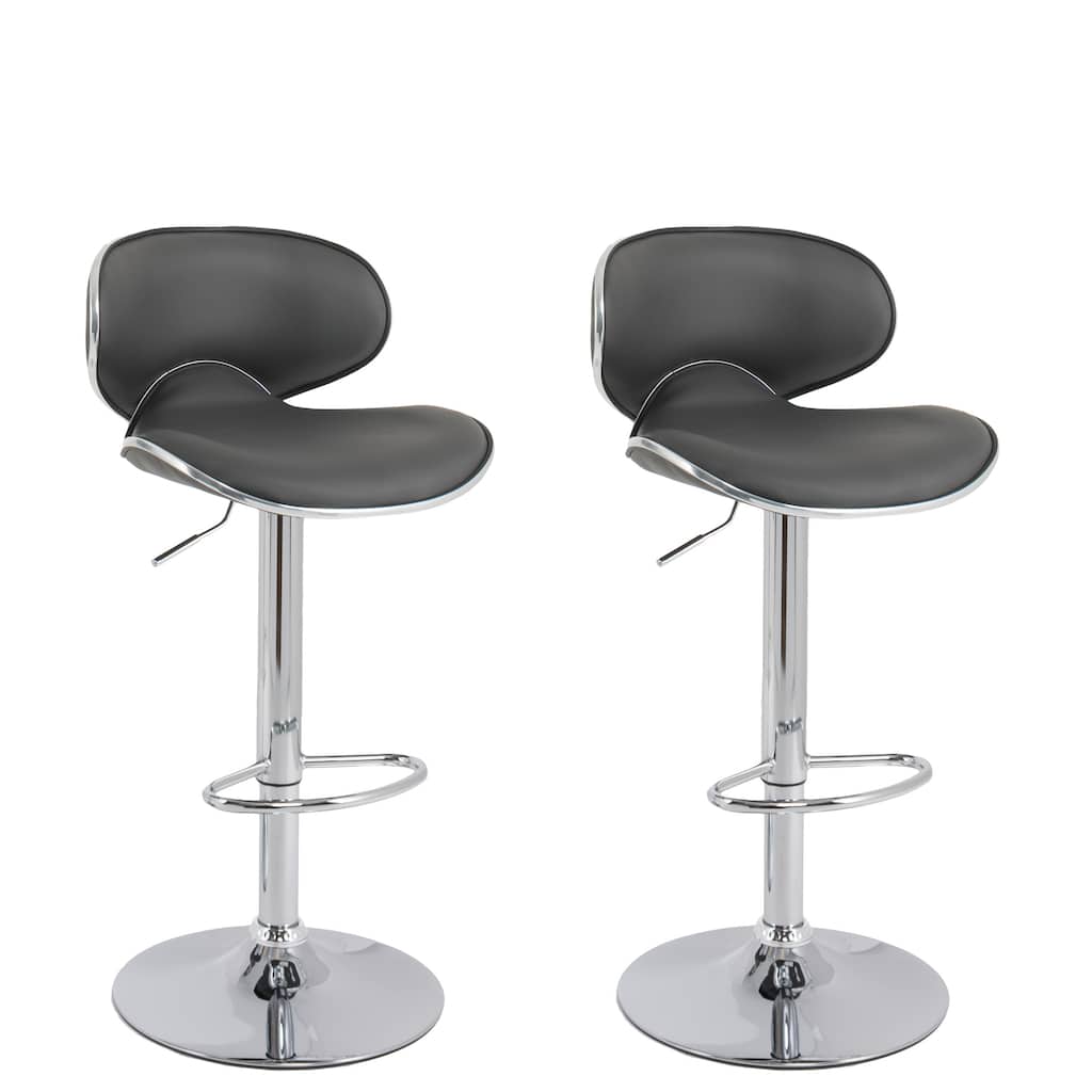 Marcus Curved Adjustable Barstool with Swivel Seat(Set of 2)
