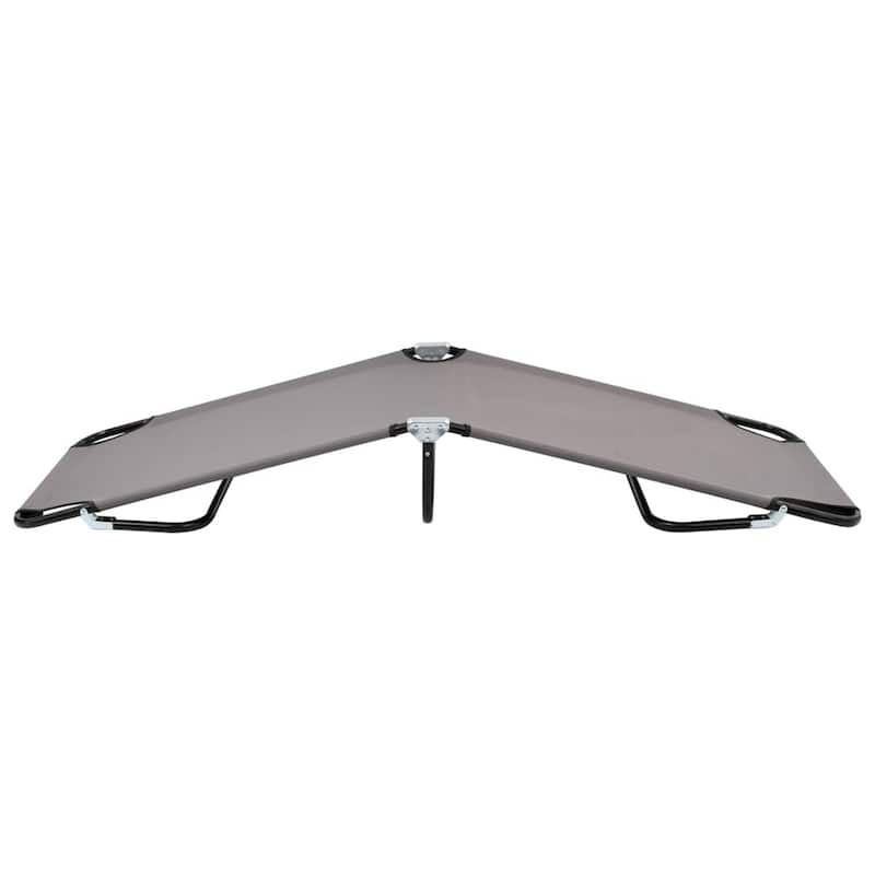 Zena Outdoor Lounger Sunbed, Gray Fabric, 75 Inch Foldable Steel Frame