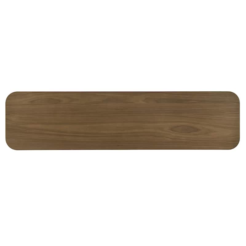 Bernal Two-tone Walnut Finish Rippled Wood Design TV stand by iNSPIRE Q Modern