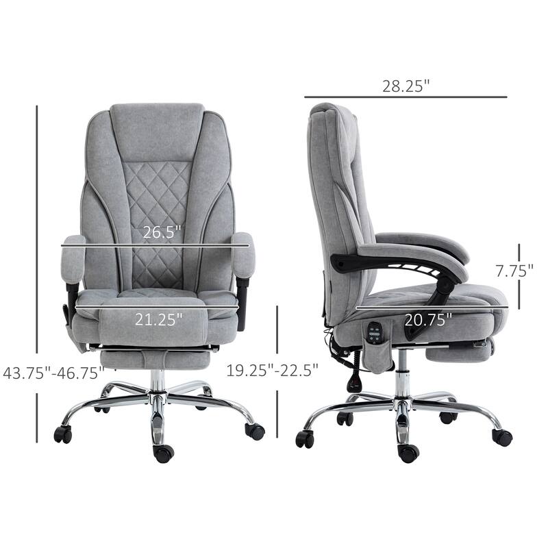 6 Point Vibration Massage Office Recliner Chair Ergonomic Swivel Computer Chair with Lumbar Heat, Footrest and Adjustable Height