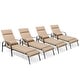preview thumbnail 10 of 25, Patio Adjustable Chaise Lounge Chair with Cushion and Pillow for Outdoor & Indoor Tan - 4PC