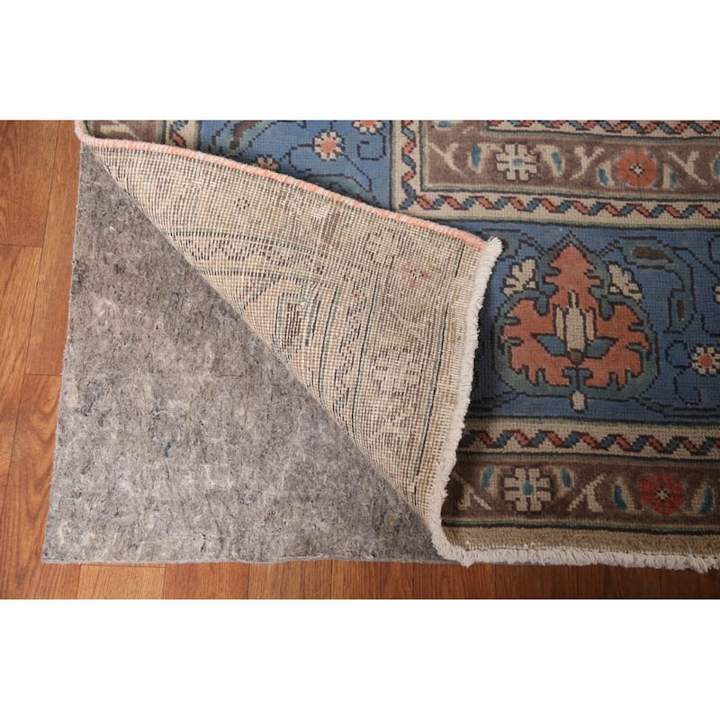Blue Tabriz Persian Vintage Area Rug Handmade Wool Carpet - 9'10"x 13'0"