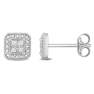 Miadora 1/10ct Diamond TW Fashion Post Earrings in Sterling Silver
