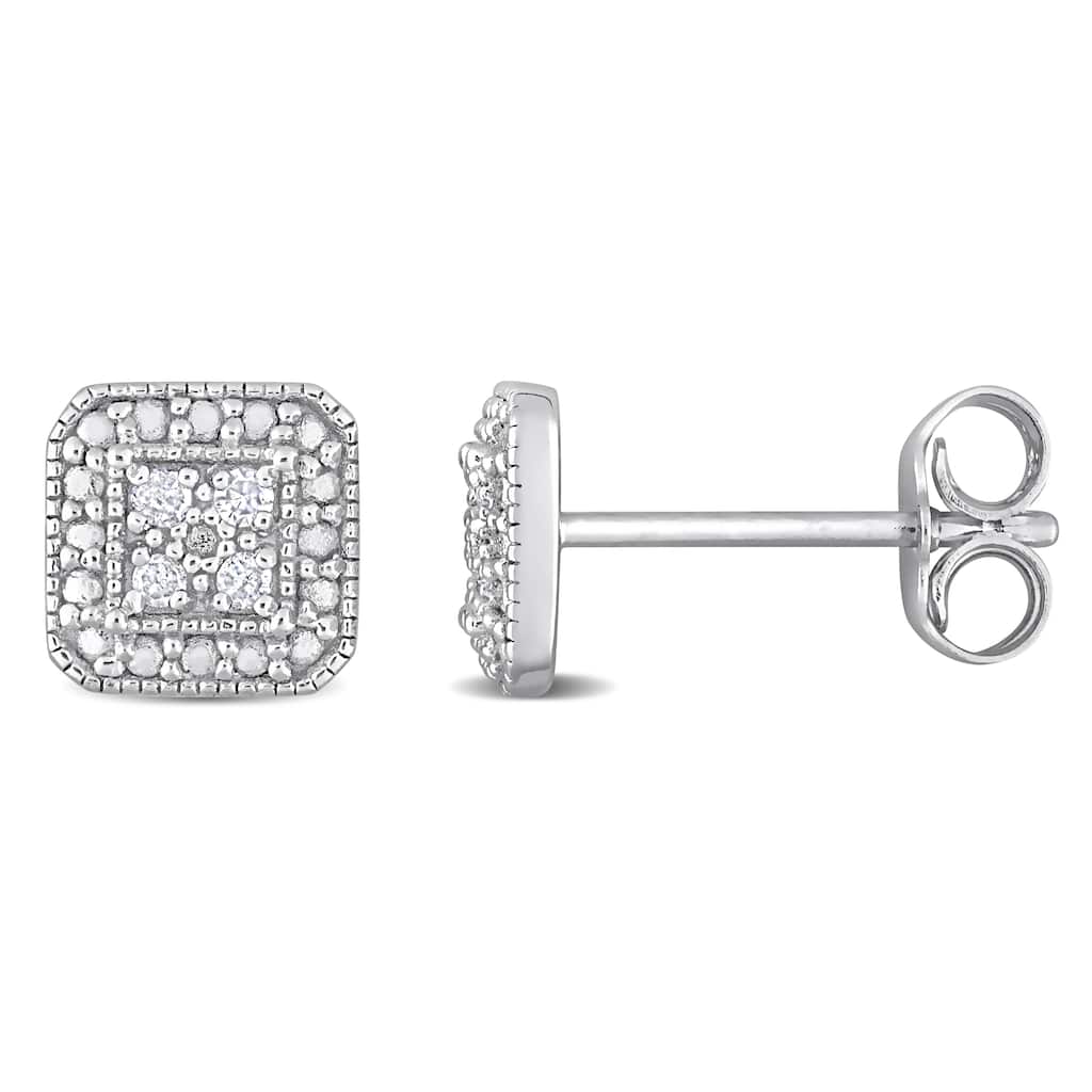 Miadora 1/10ct Diamond TW Fashion Post Earrings in Sterling Silver