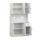 preview thumbnail 19 of 17, Tall Storage Cabinet White Pantry Cabinet Sideboard wMicrowave Stand