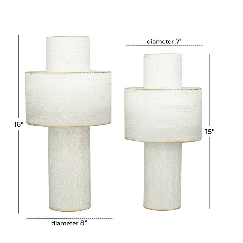 Metal Decorative Vase - Set of 2 White - CosmoLiving by Cosmopolitan