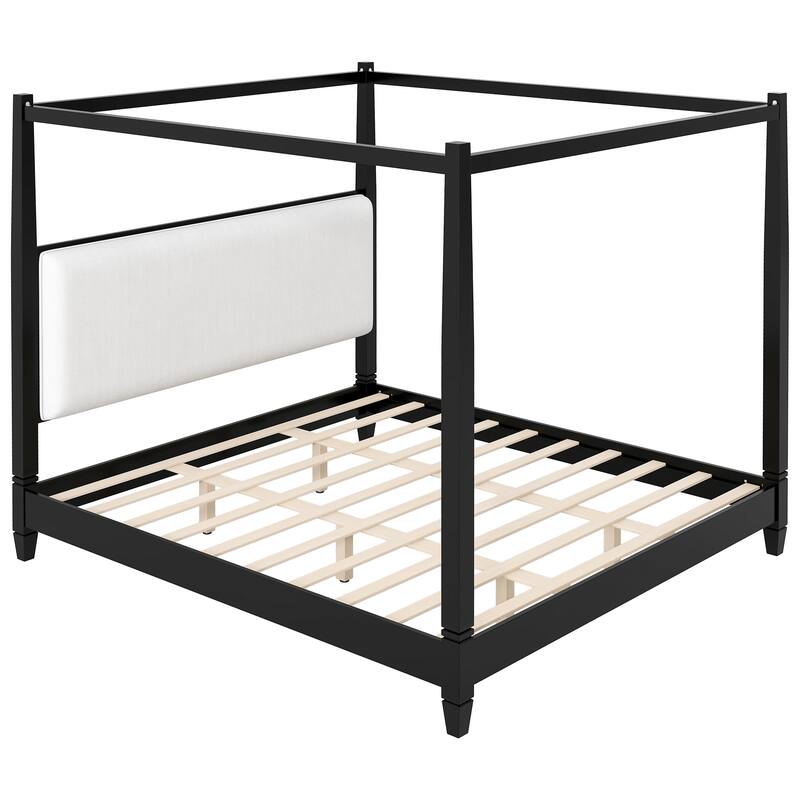 Canopy Platform Bed with Upholstered Headboard by Harper&Bright Designs