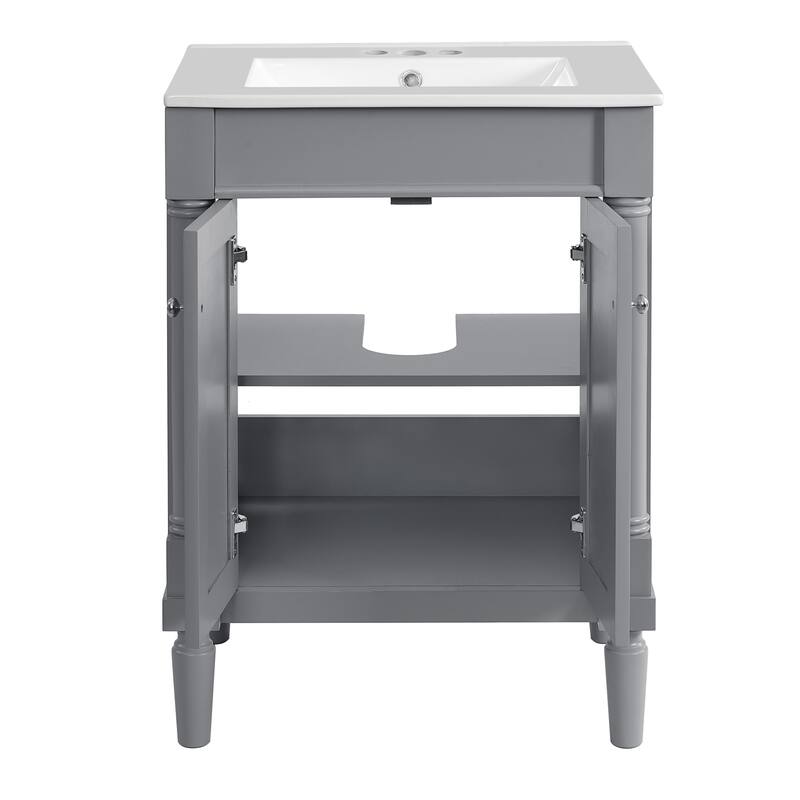 2-Tier Modern Bathroom Storage Cabinet, Bathroom Vanity with Top Sink, Single Sink Bathroom Vanity