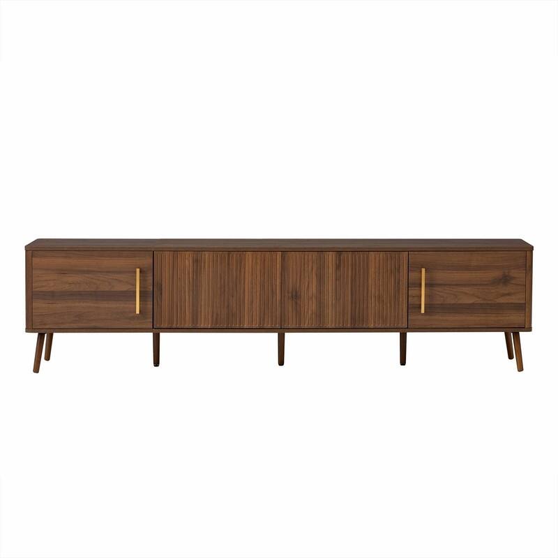 78" Modern TV Stand for TVs up to 85", with Fluted Doors, Cable Management, Soft-Closing Hinges & Solid Wood Legs