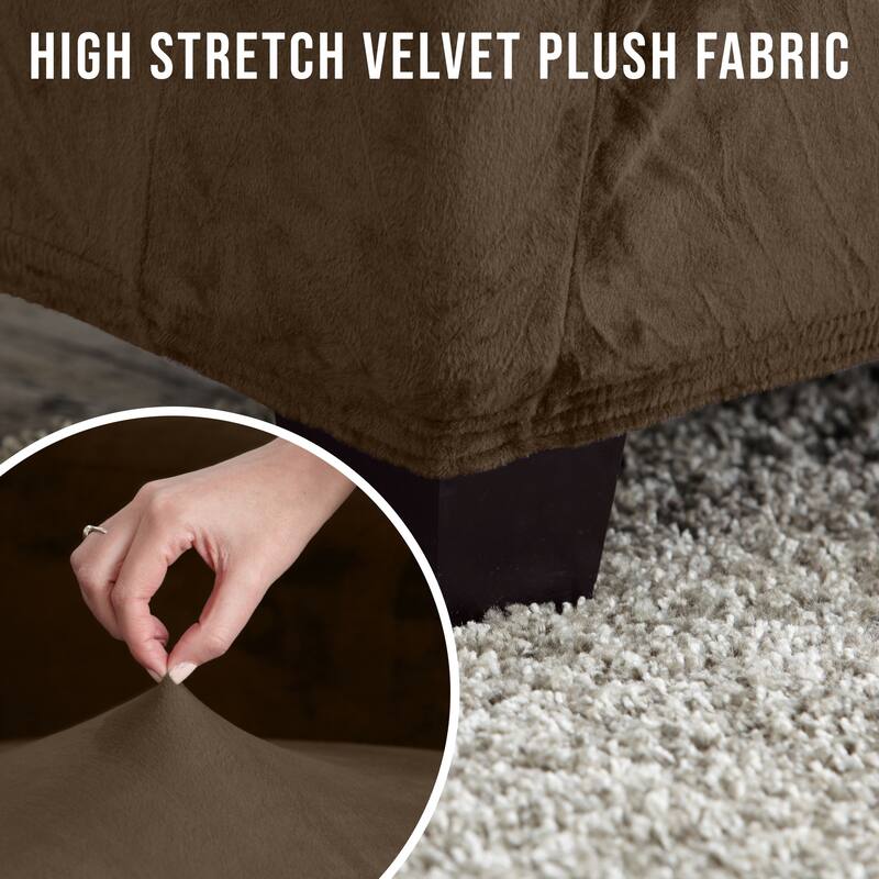 Premium Stretch Velvet-Plush Ottoman Slipcover