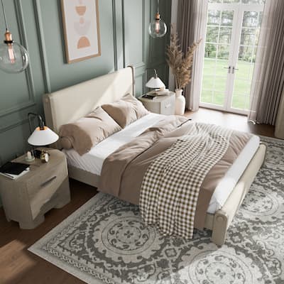 Furniture of America Weegin Modern 3-Piece White Oak Wood Panel Bedroom Set