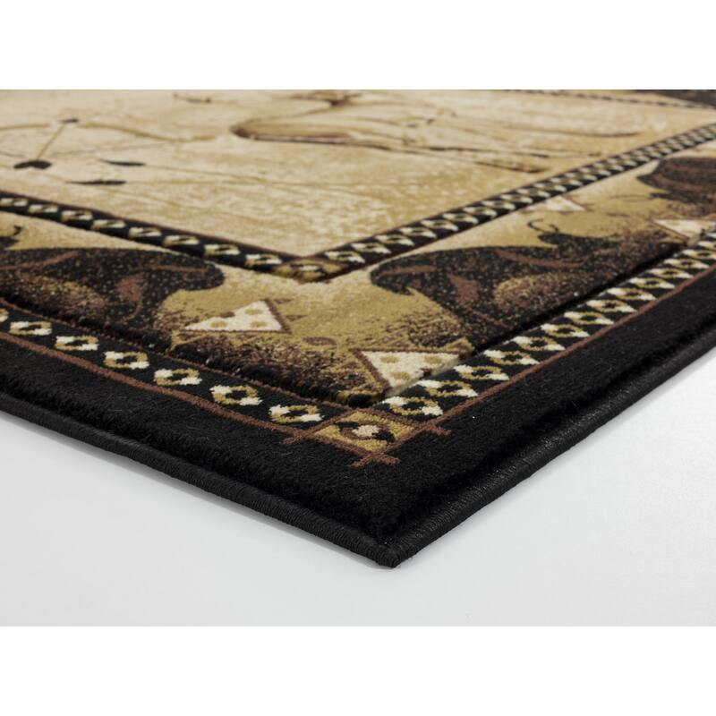 Wildlife Collection Black/Beige Area Rug