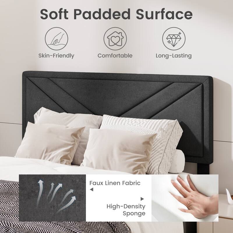Gymax Twin / Full / Queen Size Bed Frame w/ Tufted Headboard & Wooden