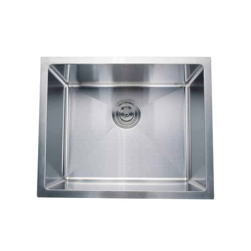 CB HOME 23" Drop-in Kitchen Sink, Undermount Single Bowl Kitchen Sink,Top mount Stainless Steel Kitchen Sink w/ Basket Strainer - 23''X18''X10'' - stainless steel