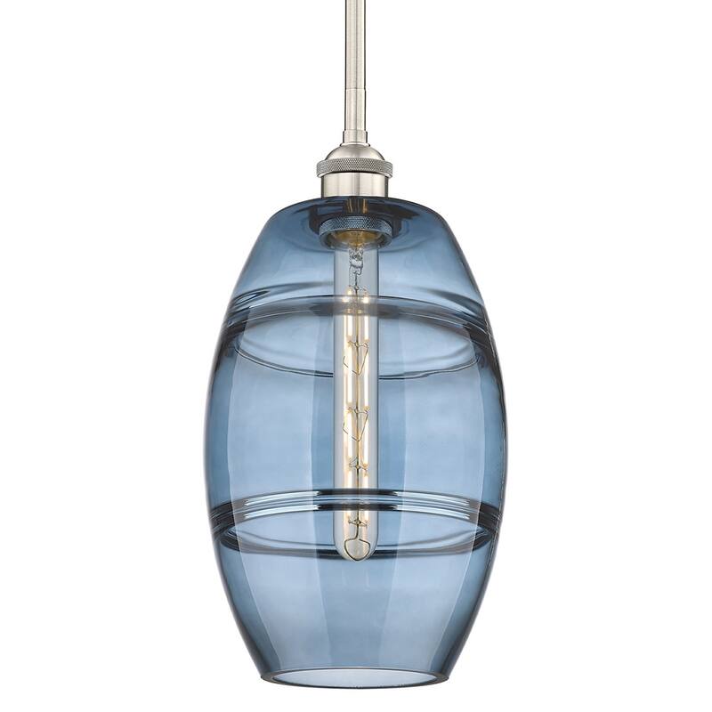 Innovations Lighting 616-1S 9 8 Vaz Pendant Vaz 8" Wide Mini Pendant - Brushed Satin Nickel / Princess Blue
