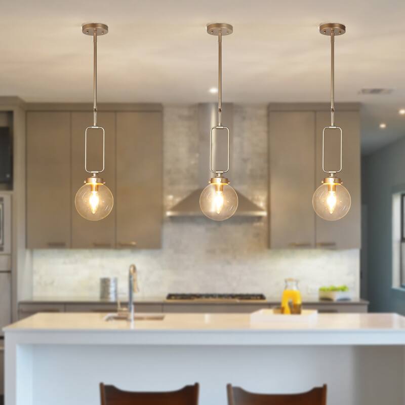 Rella Modern Contemporary Mini Kitchen Island Pendant Light with Globe Glass - Satin Bronze - D5" x H12.5"