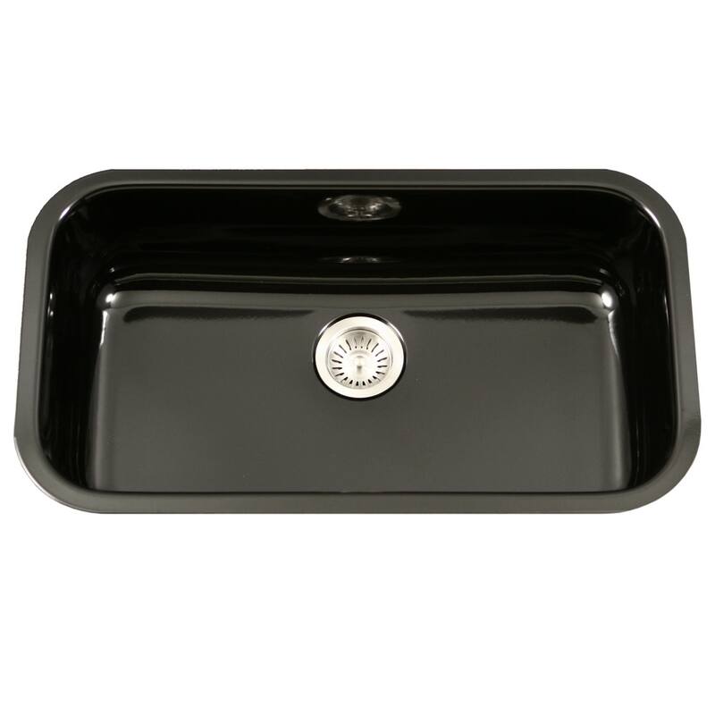 Houzer Porcela 30-9/10" Single Basin Undermount Porcelain Enameled - Black