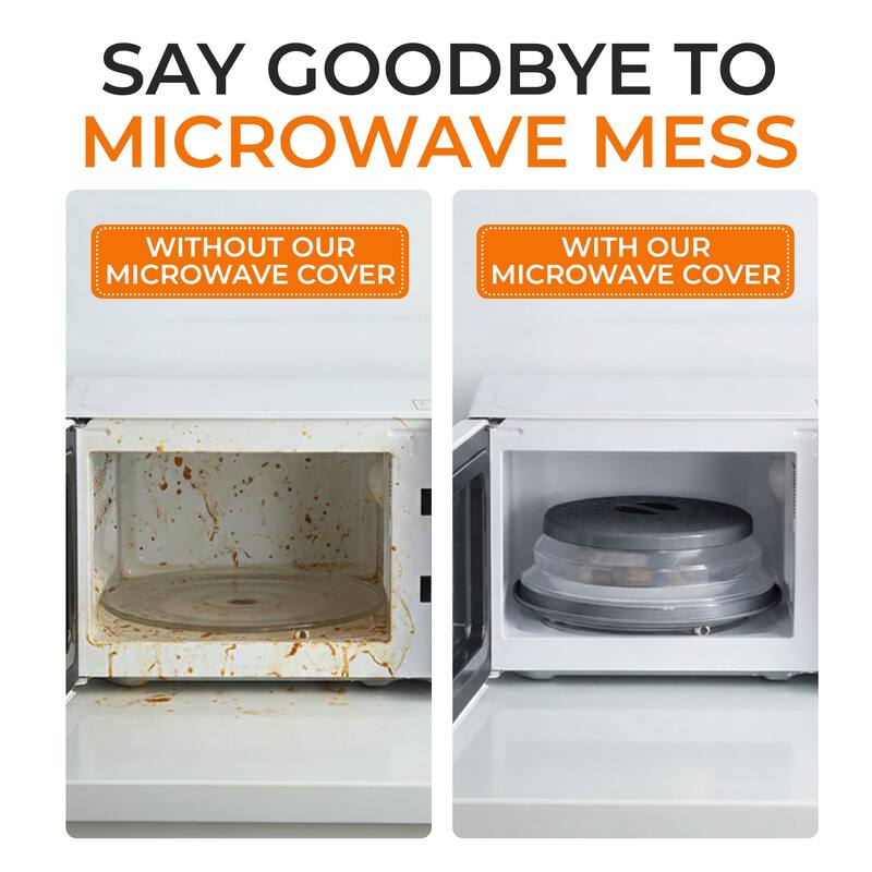 Cheer Collection Collapsible Microwave Splatter Cover 10.5 Inch Vented Food Lid Gray