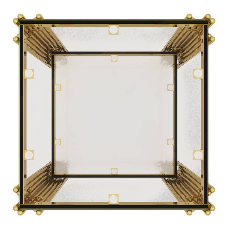 Glass Coffee Table Set of 3, Includes 1 Coffee Table & 2 End Tables, Luxury Living Room Table Set with Glass Top and Lower Shelf