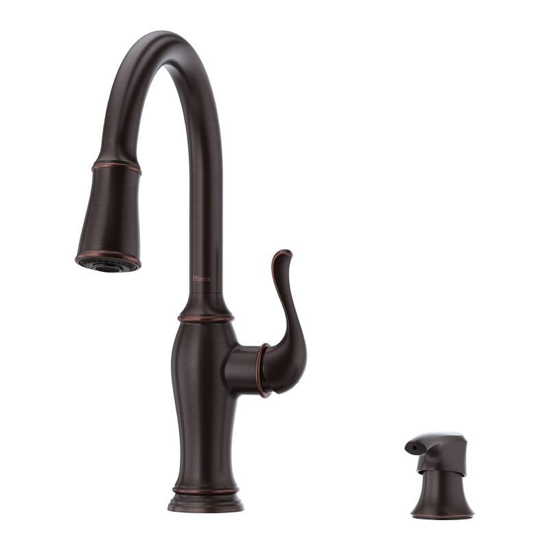 Ganku Copper 36″ Farmhouse Apron Front Undermount Double Bowl Kitchen Sink with Maren Bronze Faucet Kit