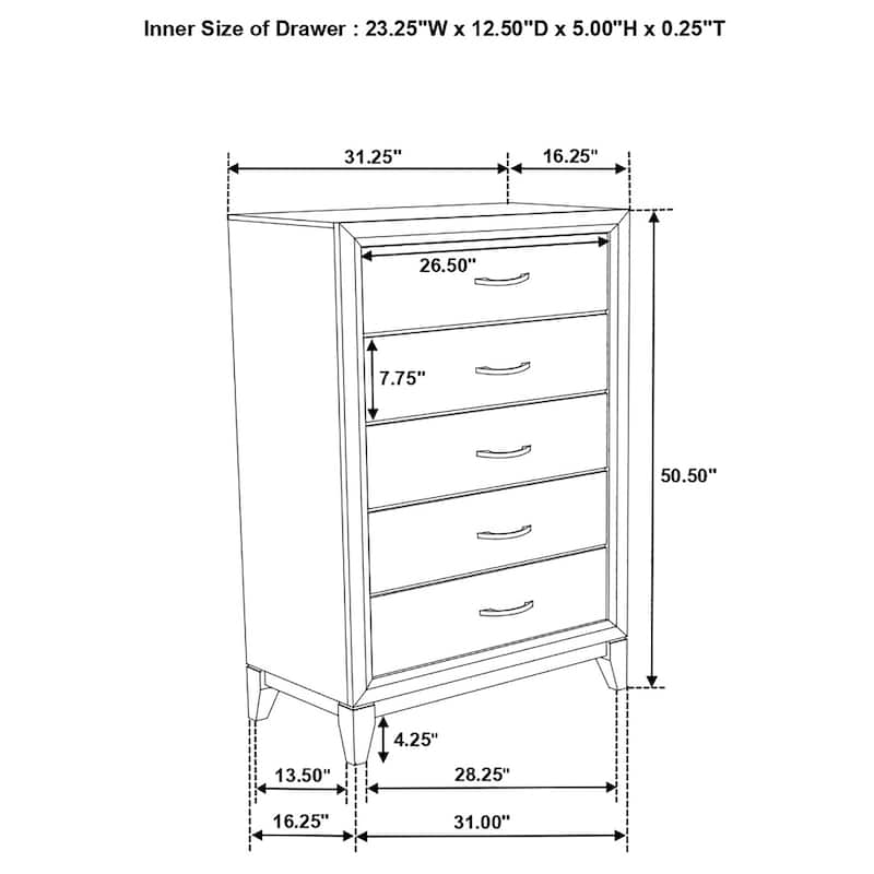 Watson Transitional Wood 5-drawer Bedroom Chest Grey Oak