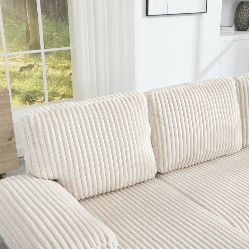 U-Shaped Modular Sectional Sofa with Double Chaise Lounge, Convertible Deep Seat Sleeper Sofa, Velvet Upholstered 4 Seater Sofa