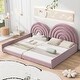 preview thumbnail 8 of 9, Separable Twin and Full Velvet Bed Set with Semicircular Headboard, Pink