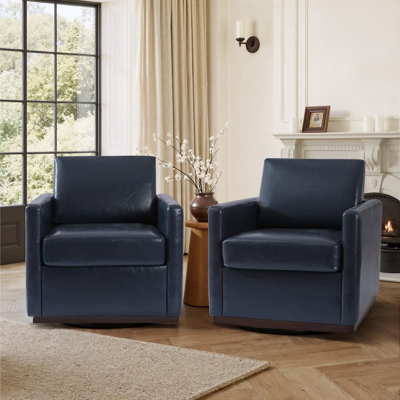 Set of 2 Modern Swivel Accent Armchairs Upholstered Arm Chairs