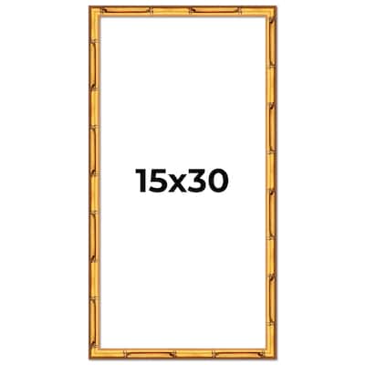 15x30 Frame Gold Bamboo Picture Frame Modern Photo Frame Includes UV Acrylic Shatter Guard Front Acid Free Foam Backing Board
