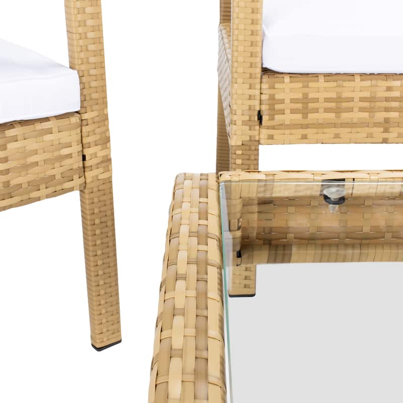 SAFAVIEH Outdoor Bassey 4-Piece Conversation Patio Set. - 39.78" x 24.18" x 32.37"