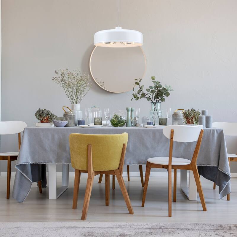 Forbidden Springs 60 Watt 8-Light Matte White Down Pendant Light with Metal Shade - 7.75