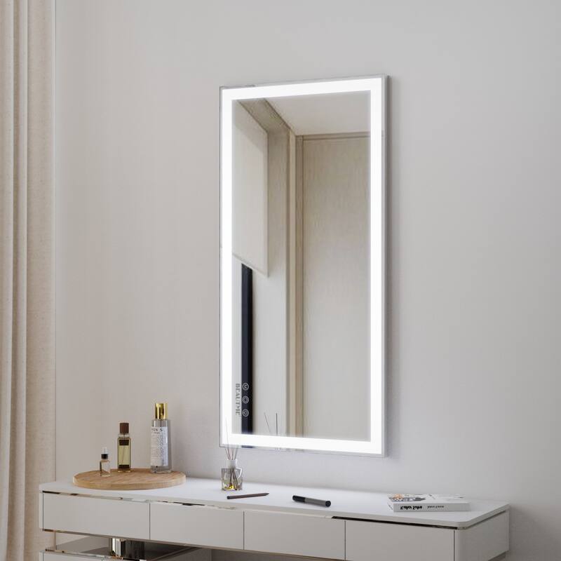 Rectangular Wall Mounted LED Bathroom Vanity Mirror with Anti-Fog - 48" x 24" in.
