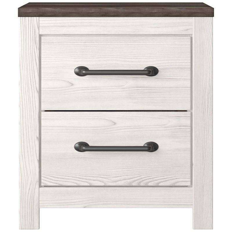 White/Gray 2 Drawer 21.69 in. W Nightstand with Sturdy Hardware and Ample Storage