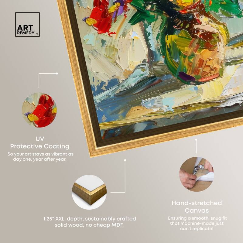 Art Remedy Vase By The Window Framed Impressionism 1 Piece Canvas Wall Art /Monet And Van Gogh Inspired Art
