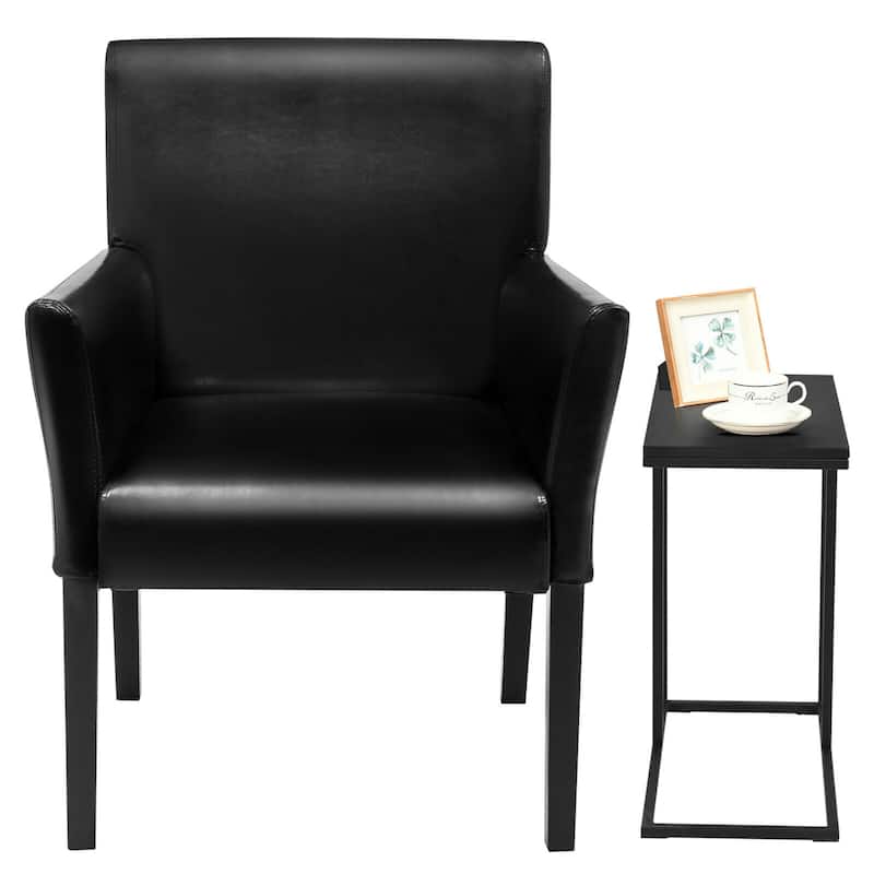Gorelax C-shaped Side End Table & Reception Arm Chair Set w/Rubber