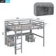 preview thumbnail 5 of 15, Full Size Loft Bed with Desk and 4 Drawers, Wood Guardrail Bed with Bedside Tray Multiple Storage Design, Charging Station