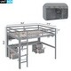 preview thumbnail 12 of 12, Full Size Wood Loft Bed with Integrated Desk, Storage Cabinets, Drawers, Bedside Tray, and Charging Station